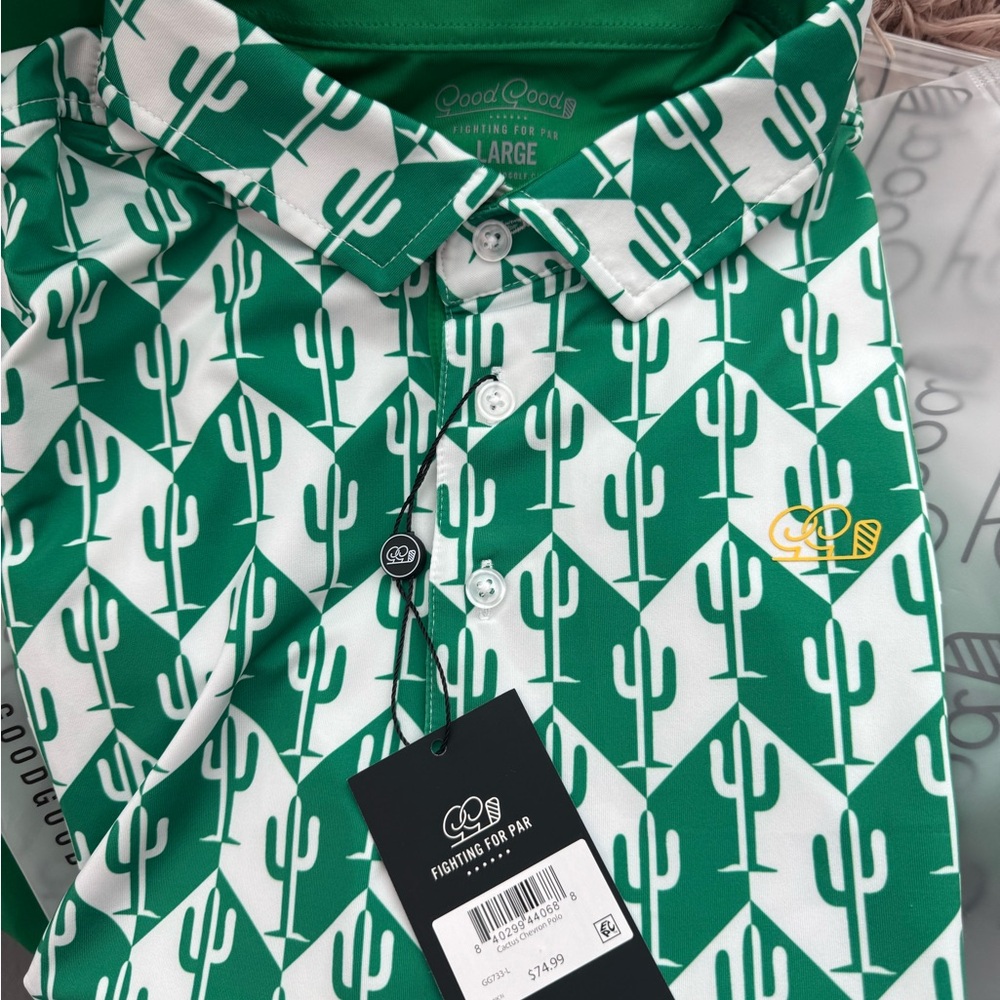 Men’s golf shirt size Large. New with tags $74.99 Good Good Golf